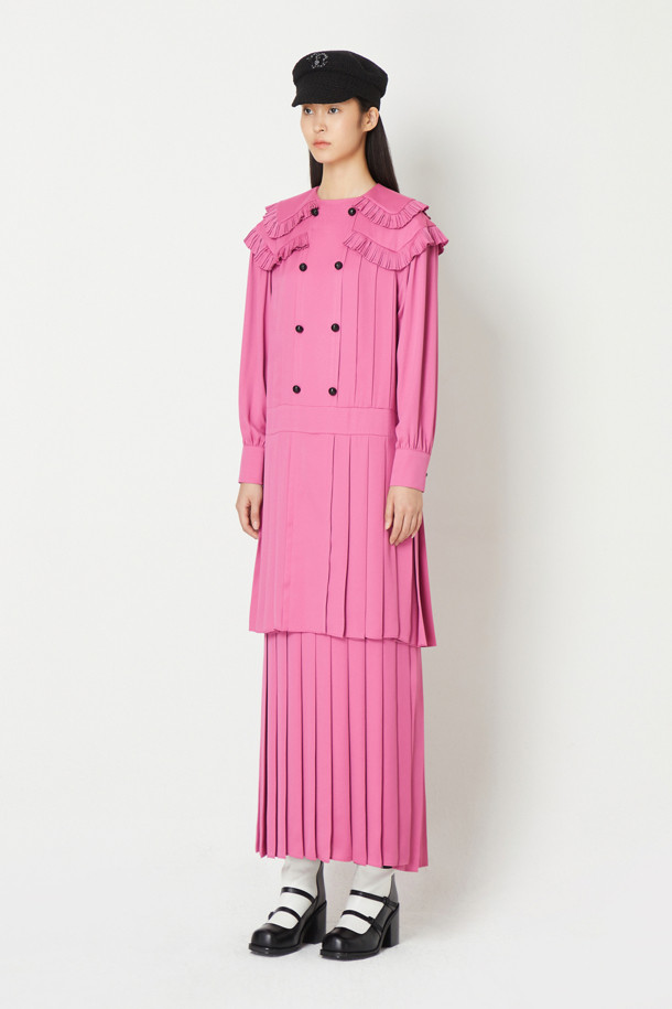 LUCKY CHOUETTE - 원피스 - [Atelier] Double Collar Pleated Long Dress