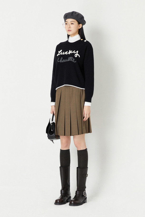 LUCKY CHOUETTE - 미디스커트 - Pleats Mid Skirt