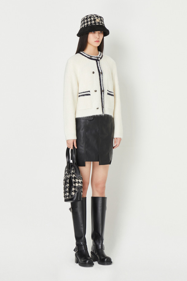 LUCKY CHOUETTE - 미니스커트 - Fake Leather H Line Skirt