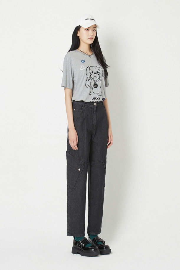 LUCKY CHOUETTE - 스커트/팬츠 - Baggy Fit Cargo Denim Pants