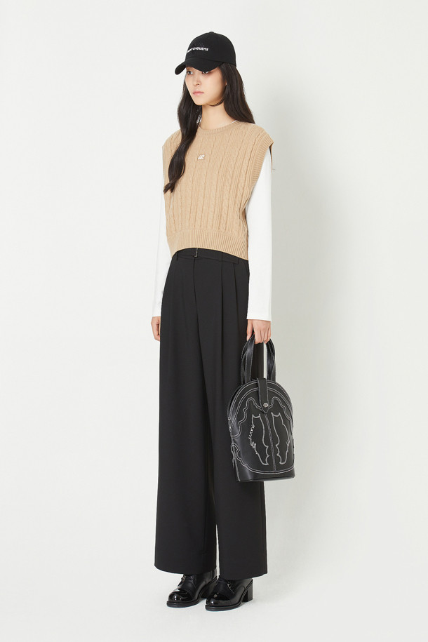 LUCKY CHOUETTE - 스커트/팬츠 - [Re-Order] Belted Back Banding Wide Pants