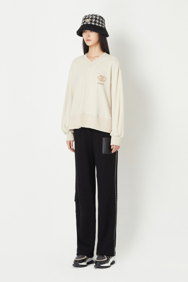 LUCKY CHOUETTE - 롱/미디팬츠 - Side Block Point Jersey Jogger Back Banding Pants