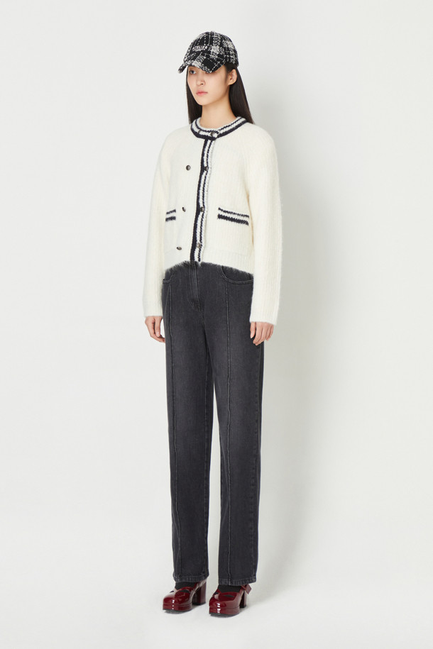 LUCKY CHOUETTE - 가디건 - Round Neck Double Cardigan