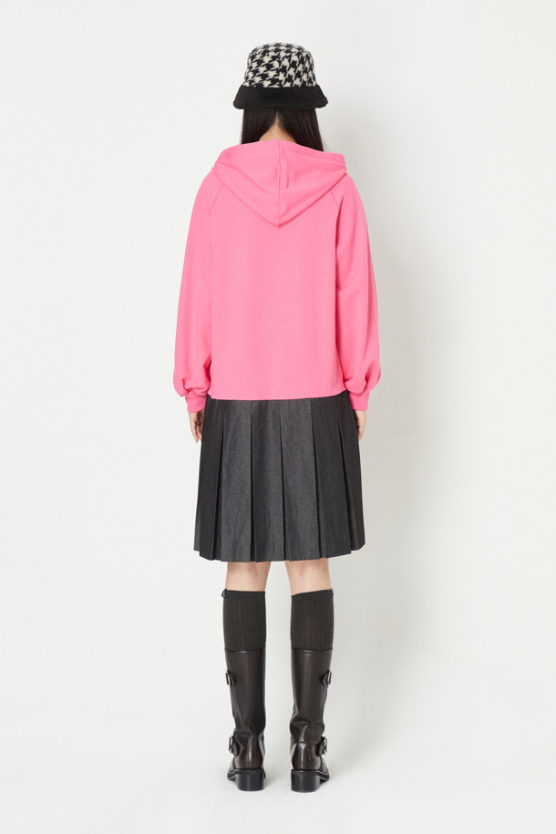 LUCKY CHOUETTE - 긴소매 원피스 - Hem Pleated Colored Hooded Jersey Dress