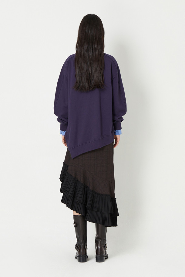 LUCKY CHOUETTE - 스커트/팬츠 - Hem Pleated Point Long Skirt (Check)