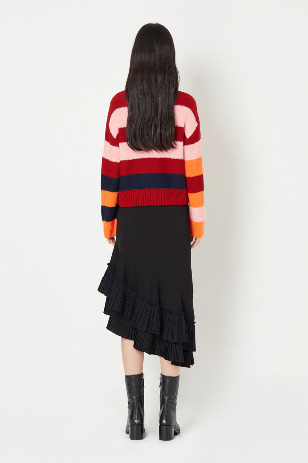 LUCKY CHOUETTE - 스커트/팬츠 - Hem Pleated Point Long Skirt (Solid)