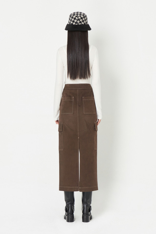 LUCKY CHOUETTE - 롱스커트 - Out Pocket Cotton H Line Long Skirt 