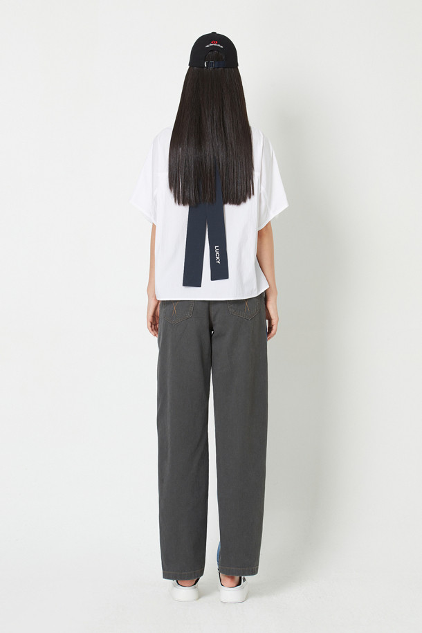 LUCKY CHOUETTE - 스커트/팬츠 - Front Back Color Block Denim Pants