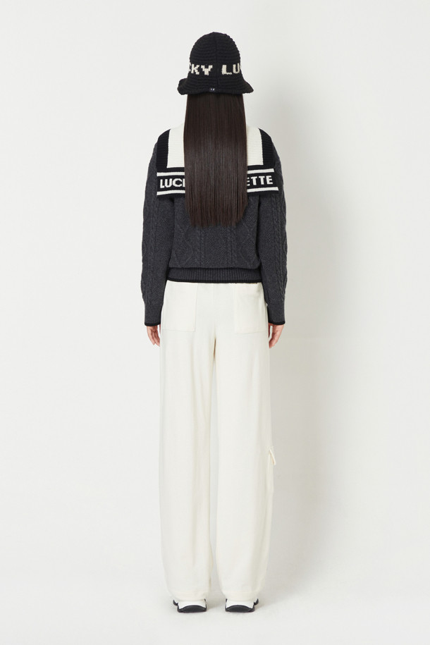 LUCKY CHOUETTE - 롱/미디팬츠 - Side Block Point Jersey Jogger Back Banding Pants