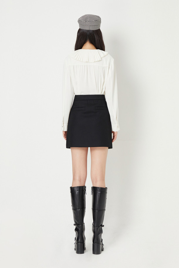 LUCKY CHOUETTE - 블라우스/셔츠 - Pleated Point Polyester Long-Sleeved Blouse