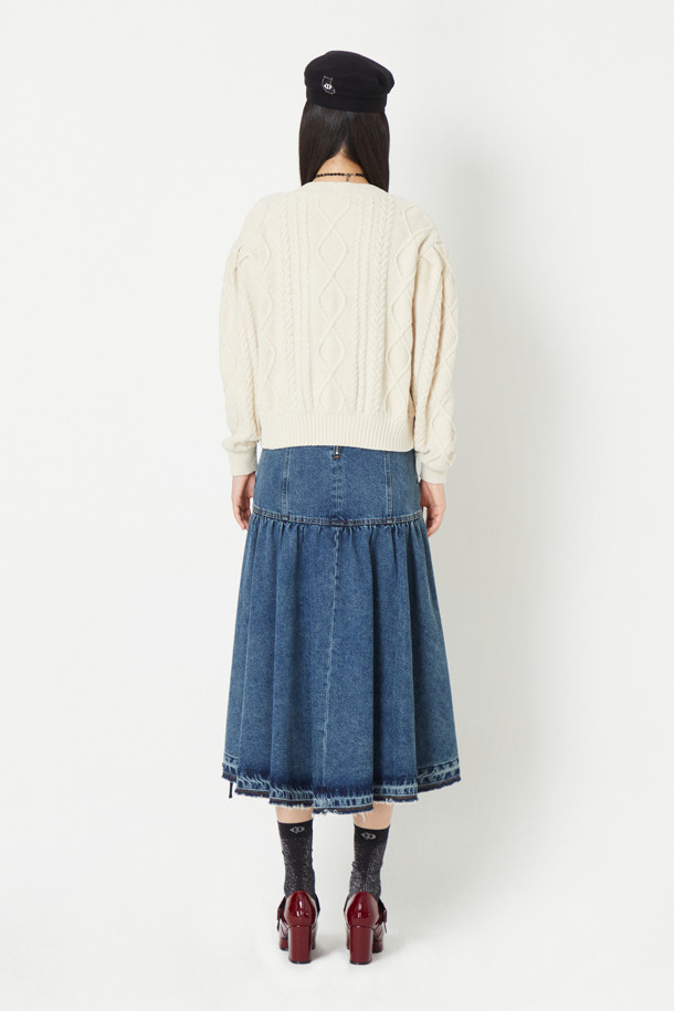 LUCKY CHOUETTE - 니트/가디건 - [Atelier] Velvet Cable Cropped Cardigan