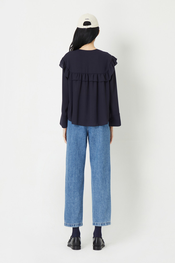 LUCKY CHOUETTE - 블라우스/셔츠 - Collarless Frill Blouse