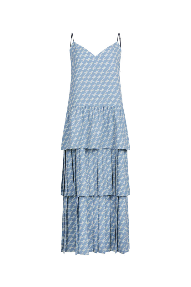 LUCKY CHOUETTE - 원피스 - Lucky Lettering Print Pleats Slip Dress