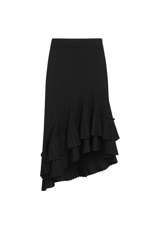 LUCKY CHOUETTE - 스커트/팬츠 - Hem Pleated Point Long Skirt (Solid)