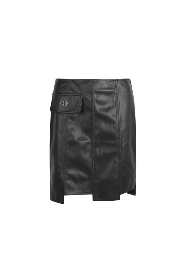 LUCKY CHOUETTE - 미니스커트 - Fake Leather H Line Skirt