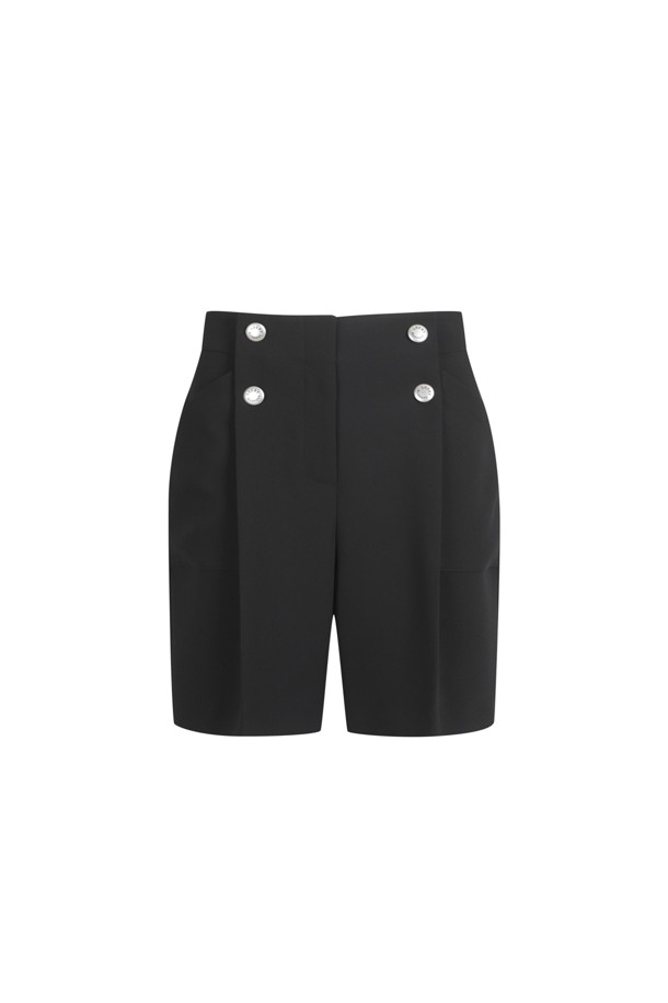 LUCKY CHOUETTE - 스커트/팬츠 - Button Point Solid Short Pants