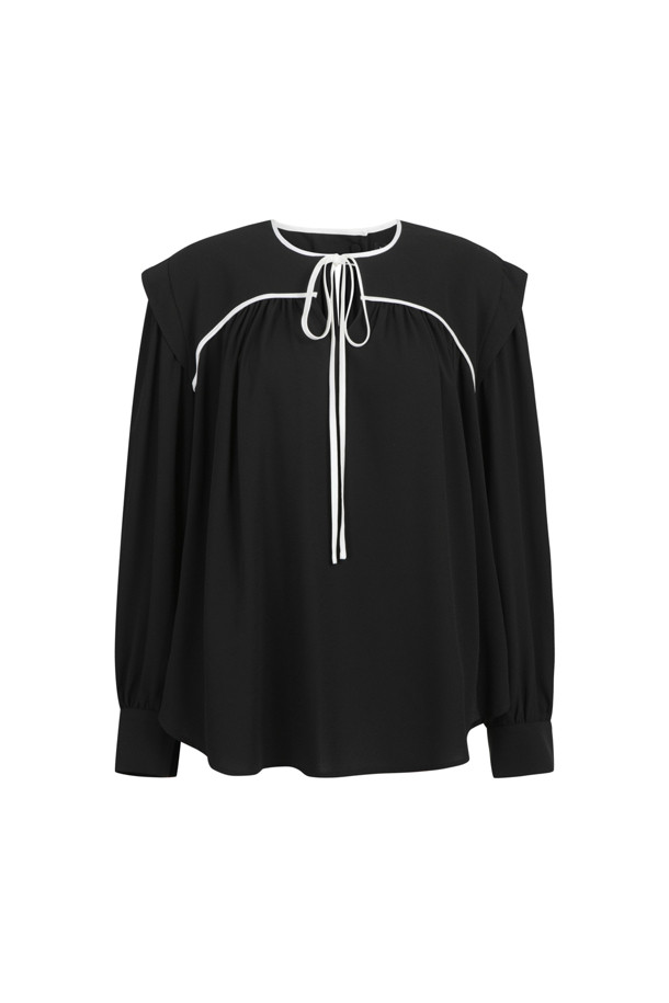 LUCKY CHOUETTE - 블라우스 - Coloring Point Polyester Long-Sleeved Blouse