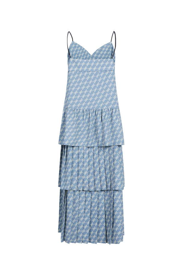 LUCKY CHOUETTE - 원피스 - Lucky Lettering Print Pleats Slip Dress