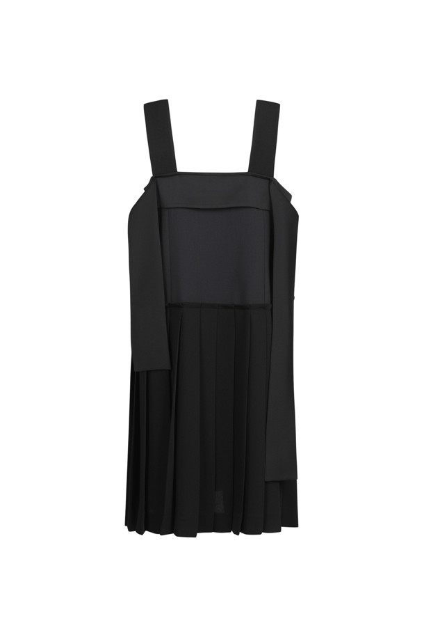 LUCKY CHOUETTE - 민소매 원피스 - Pleated Block Sleeveless Midi Dress