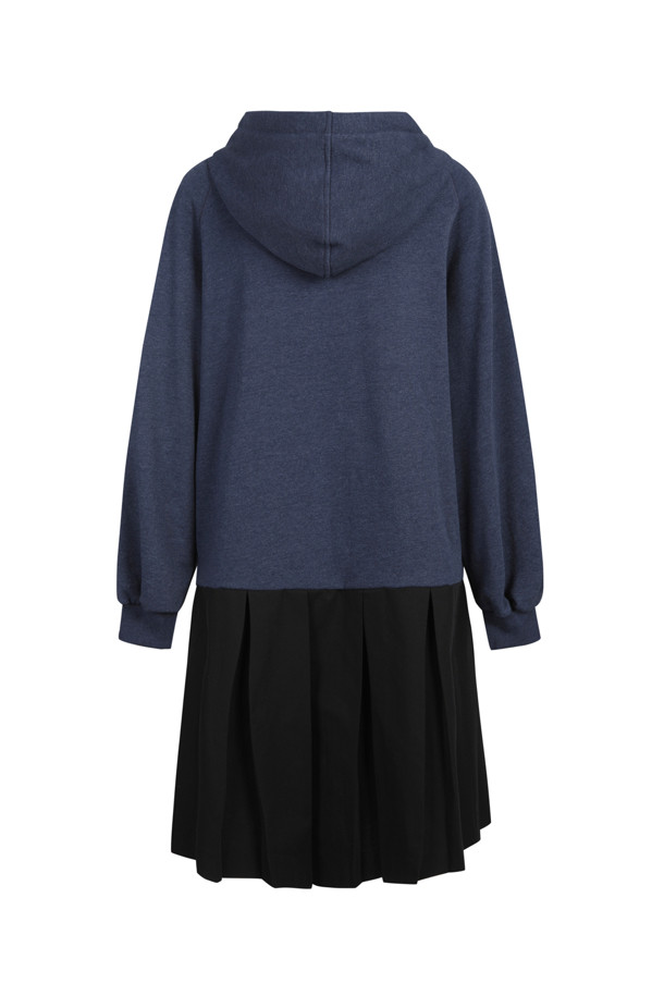 LUCKY CHOUETTE - 긴소매 원피스 - [셀럽착용] Hem Pleated Colored Hooded Jersey Dress