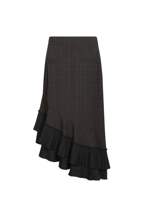 LUCKY CHOUETTE - 스커트/팬츠 - Hem Pleated Point Long Skirt (Check)