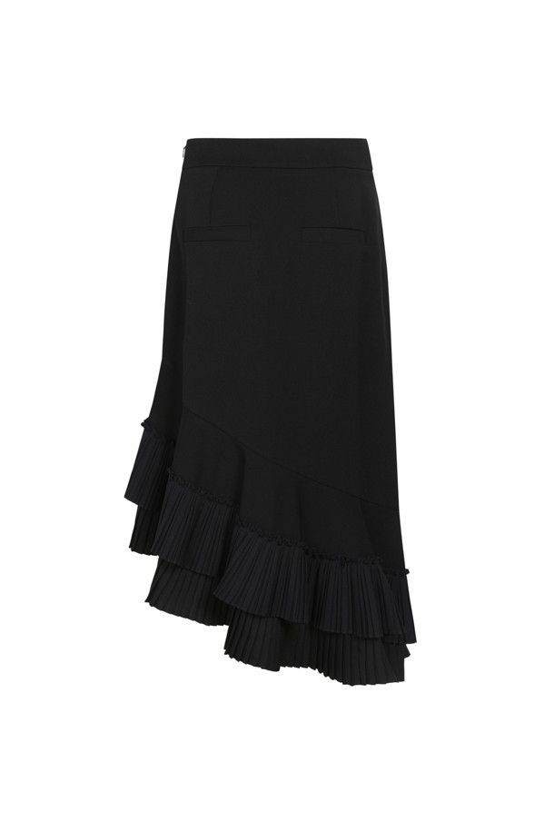 LUCKY CHOUETTE - 스커트/팬츠 - Hem Pleated Point Long Skirt (Solid)