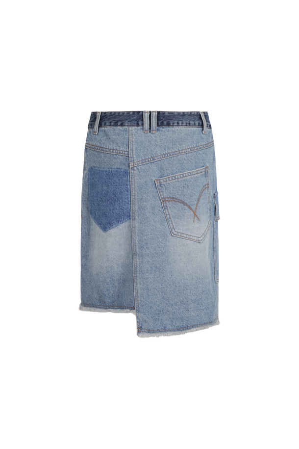 LUCKY CHOUETTE - 스커트/팬츠 - Out Pocket Unbalanced Denim Mini Skirt