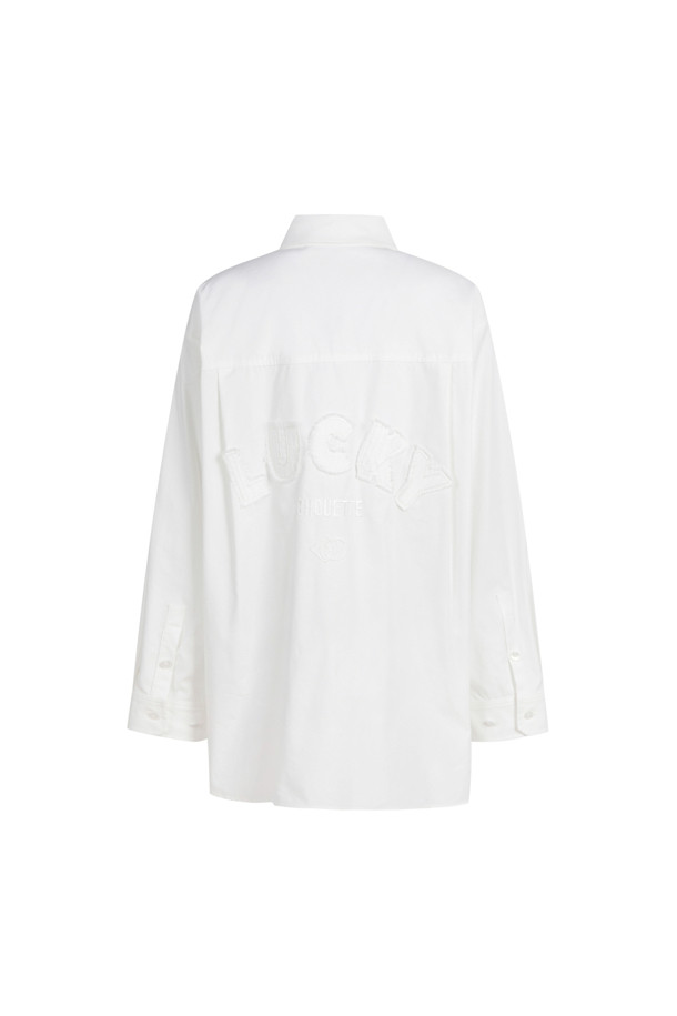 LUCKY CHOUETTE - 블라우스 - [셀럽착용] Back Embroidery Point Cotton Shirt Blouse