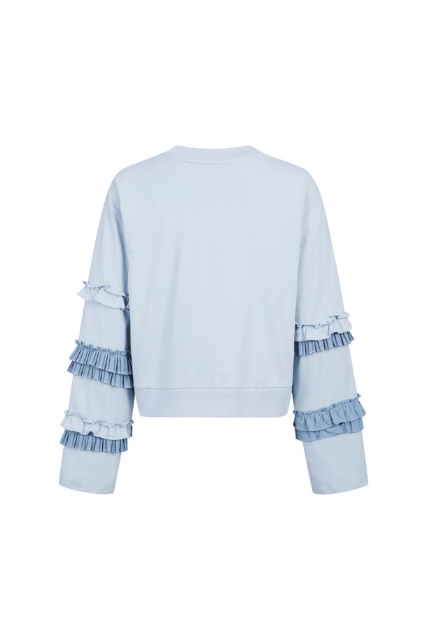 LUCKY CHOUETTE - 긴소매 티셔츠 - Sleeve Frill Long Sleeve T-shirt