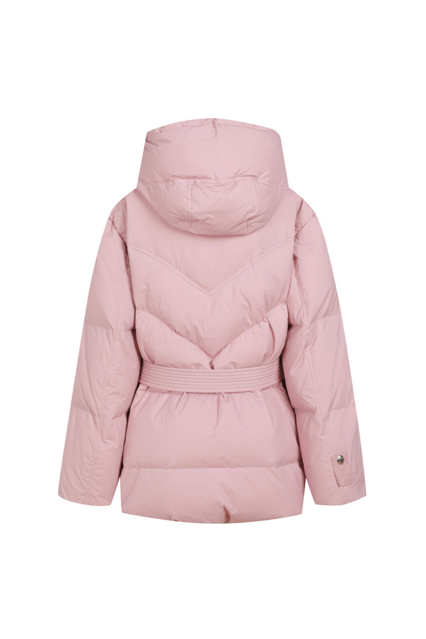 LUCKY CHOUETTE - 패딩 - Hood Detachable Belted Medium Length Goose Down Jumper