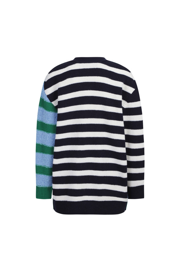 LUCKY CHOUETTE - 가디건 - Color Block Stripe Cardigan