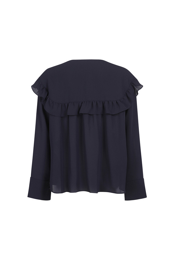 LUCKY CHOUETTE - 블라우스/셔츠 - Collarless Frill Blouse