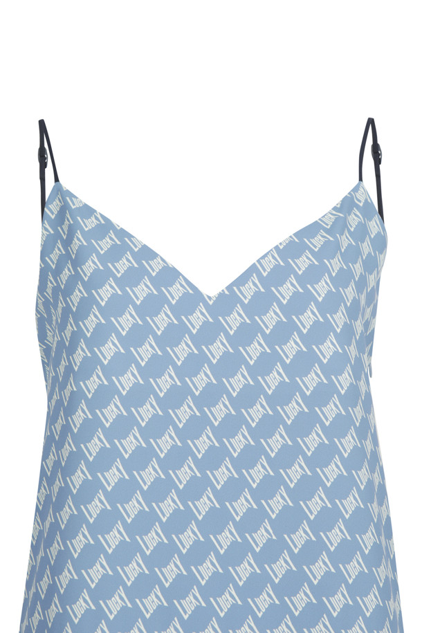 LUCKY CHOUETTE - 원피스 - Lucky Lettering Print Pleats Slip Dress