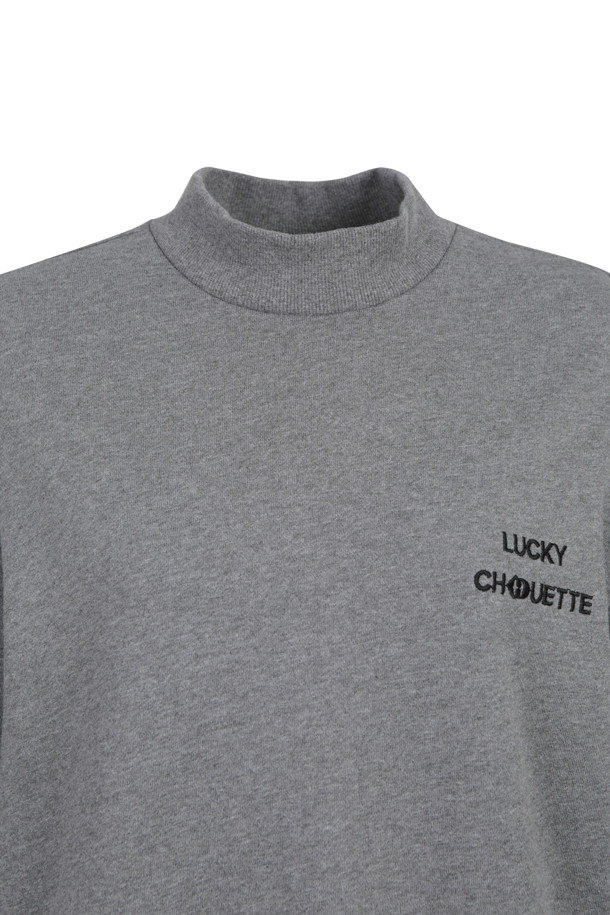 LUCKY CHOUETTE - 긴소매 원피스 - Printed Pleated Coloring Half-Neck Jersey Dress