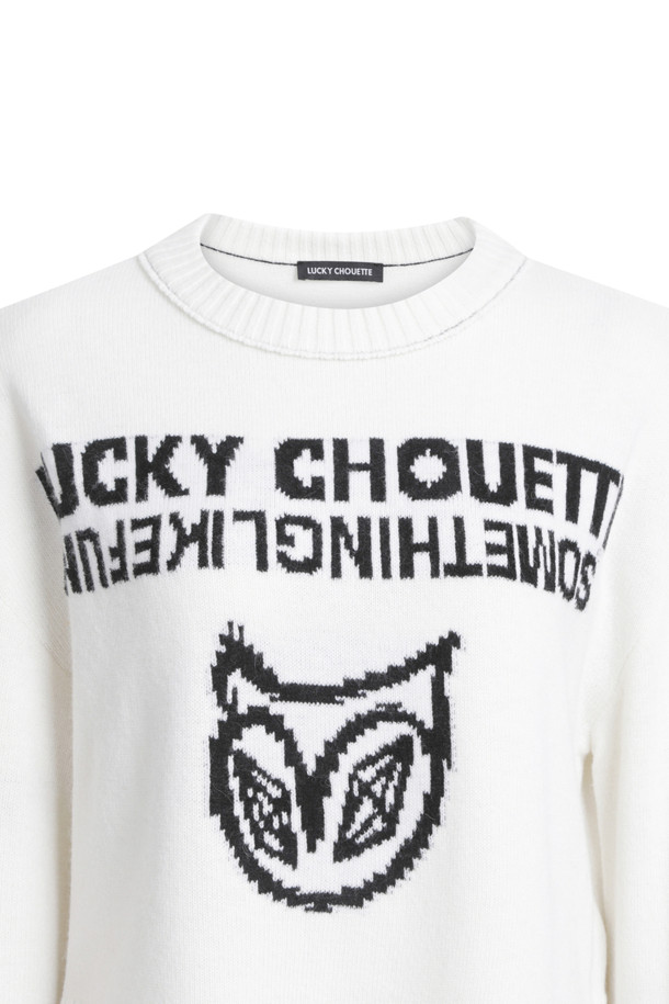 LUCKY CHOUETTE - 스웨터 - Coloring Intarsia Point Crop Knit Pullover