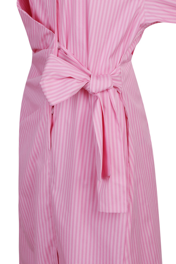 LUCKY CHOUETTE - 원피스 - Ribbon Point Striped Shirt Type Dress