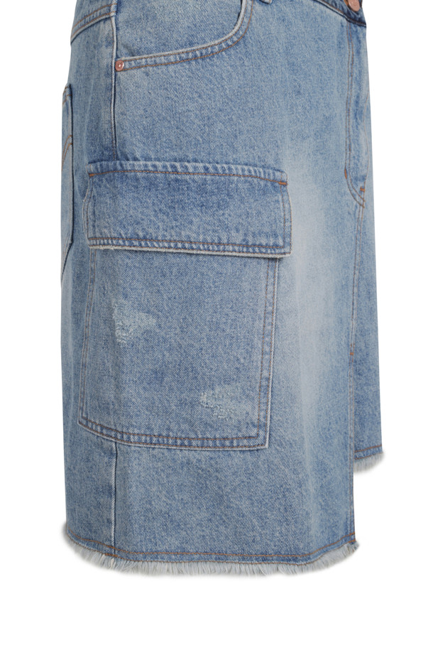 LUCKY CHOUETTE - 스커트/팬츠 - Out Pocket Unbalanced Denim Mini Skirt