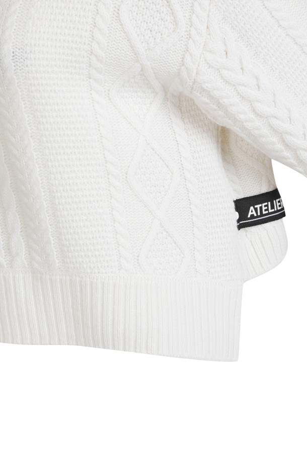 LUCKY CHOUETTE - 니트/가디건 - [Atelier] Cable Back Hem String Decoration Pullover