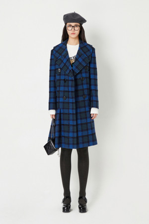 Metal Check Bottom Ruffle Coat