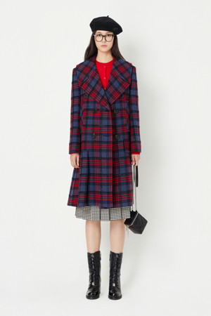 [셀럽착용] Metal Check Bottom Ruffle Coat