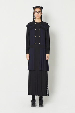 [Atelier] Double Collar Pleated Long Dress