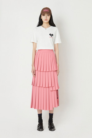 3 Layer Pleats Back Banding Long Skirt (Solid)