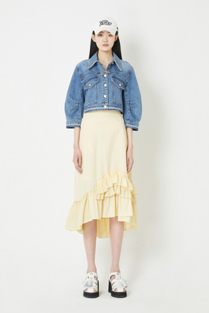 Backband Material Mix Frill Skirt