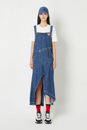 Unbalance Over-roll Denim Long Dress