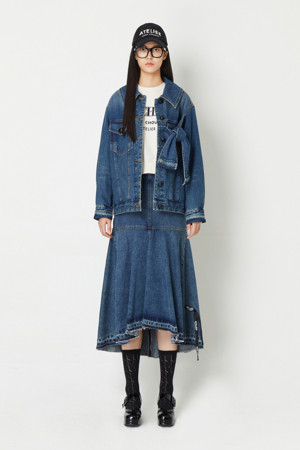 [Atelier] Waist Band Layered Denim Hool Skirt