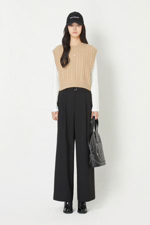 [Re-Order] Belted Back Banding Wide Pants