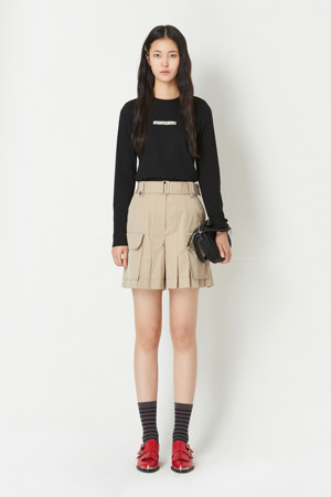 Pleated Short Pants (Belt)