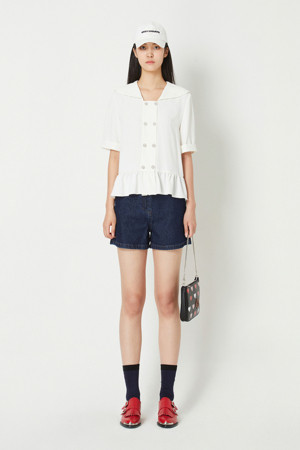 Polyester Sailor Short-Sleeved Blouse