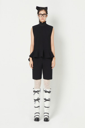 [Atelier] Neck Pleated Point Sleeveless Blouse