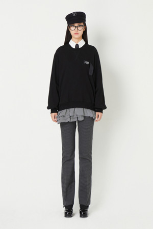 [Atelier] Back Ribbon Woven Color Sweatshirt